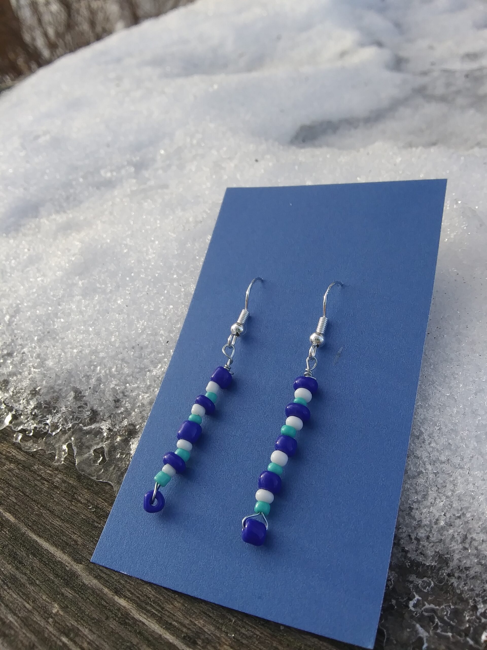 Blue and White Glass Bead