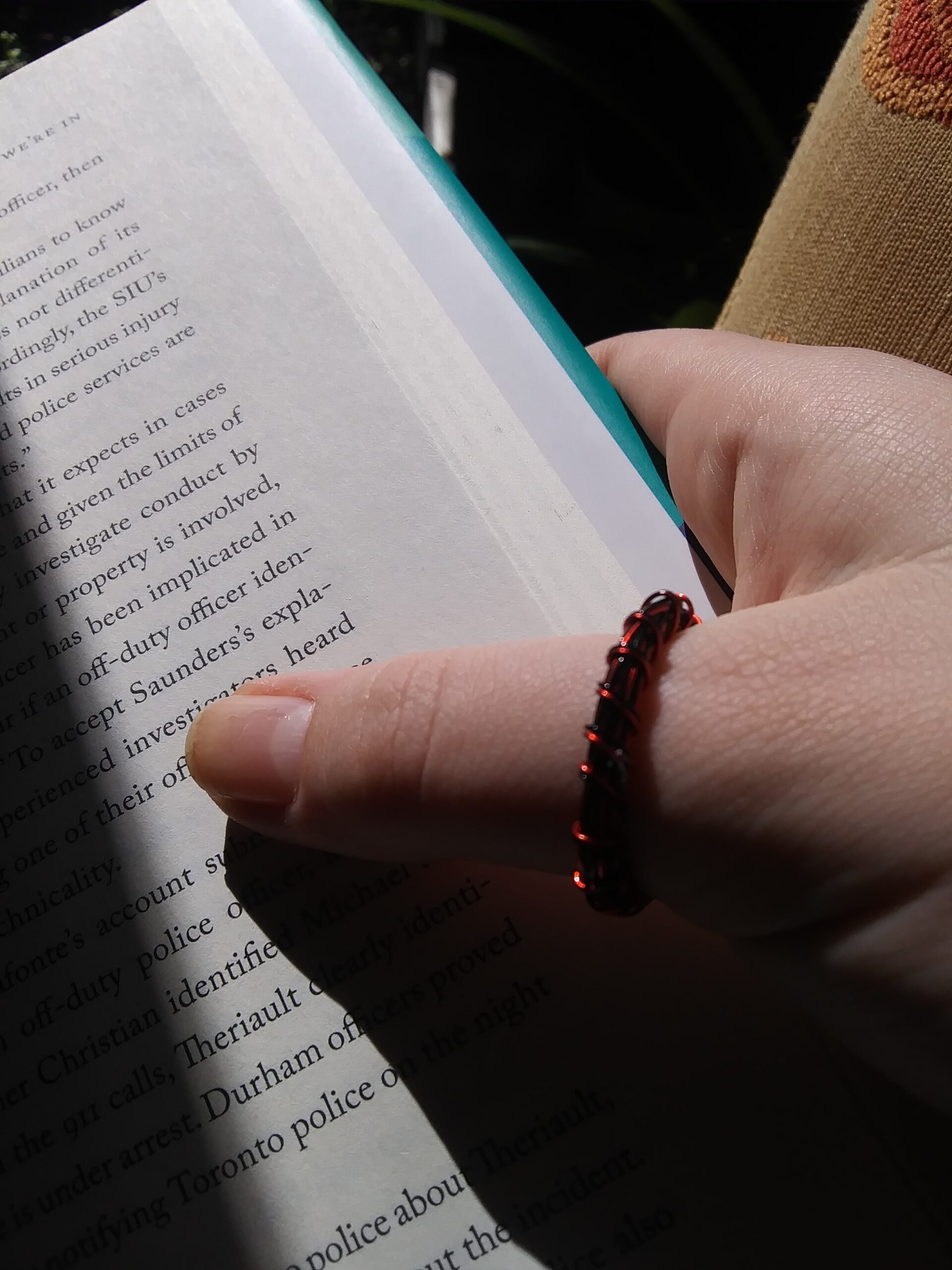 Red and Black Spiral Ring