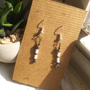 White and Silver Earrings