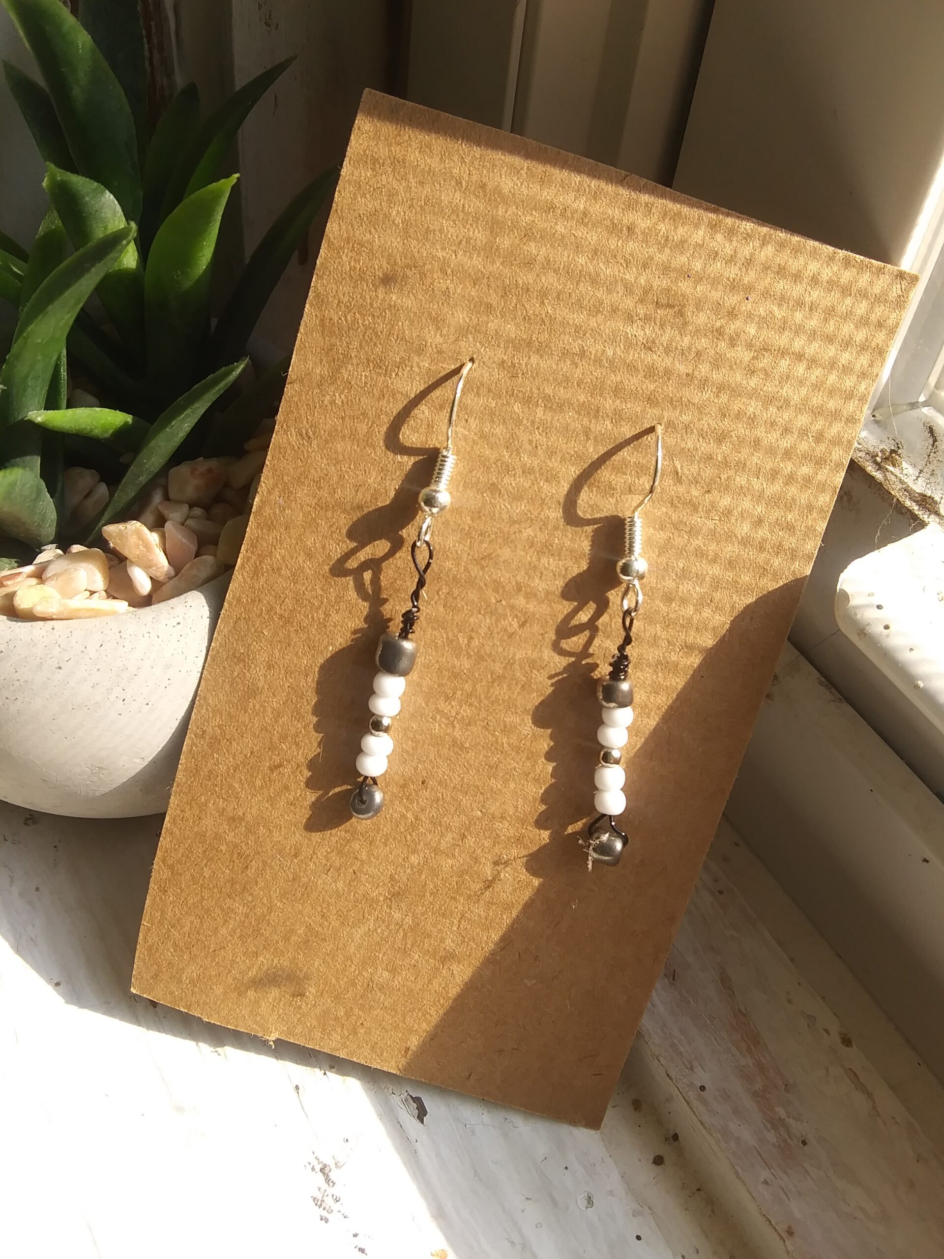White and Silver Earrings