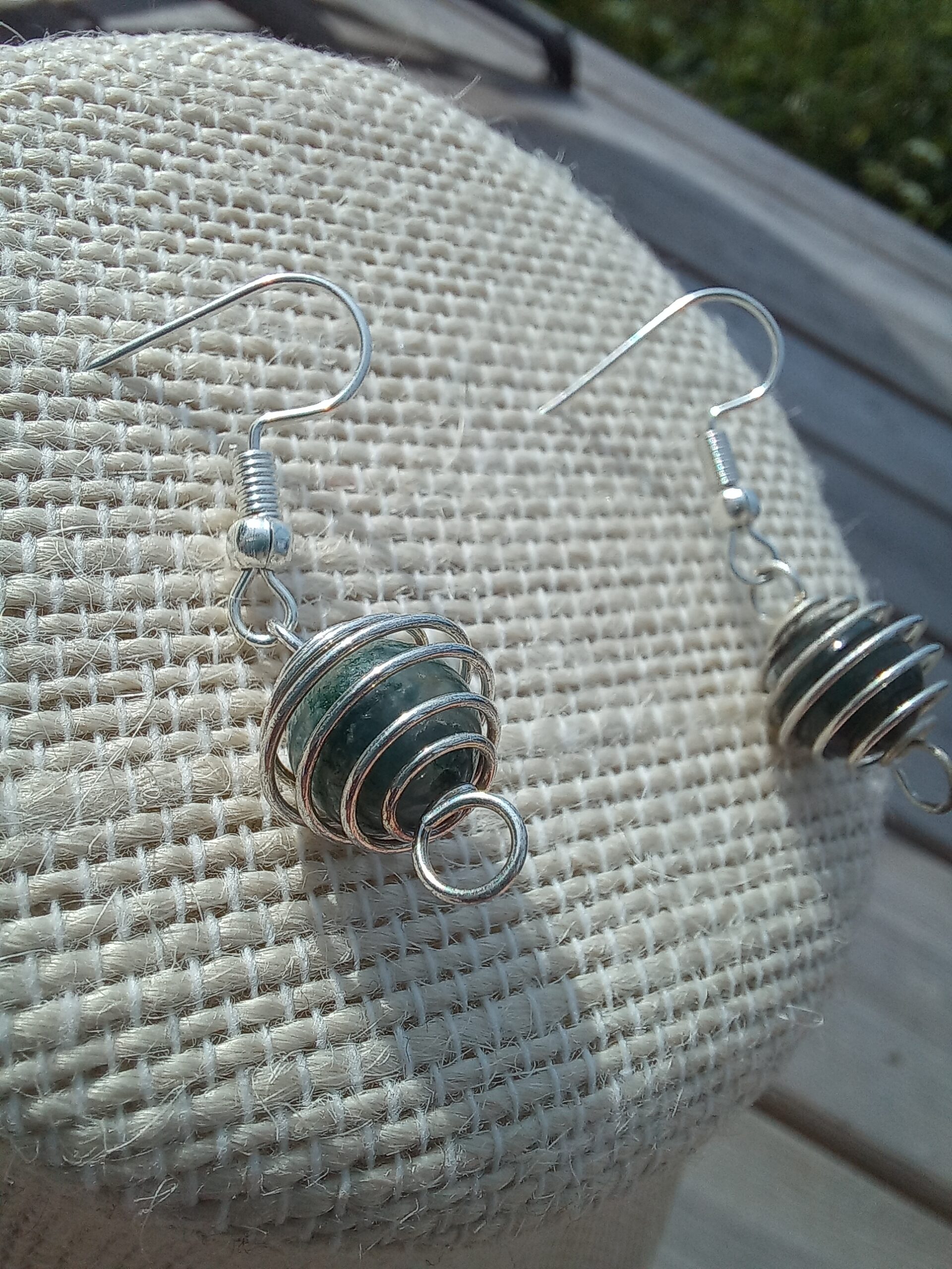 Green Moss Agate Earrings